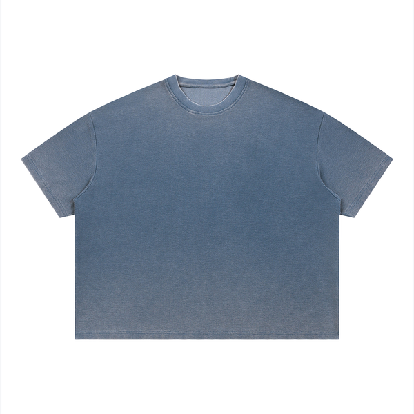 T-shirt gaufré unisexe délavé à coupe carrée Sunfade