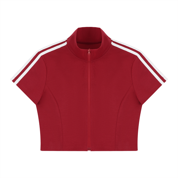 Waran Women’s Cropped Full Zip Short Sleeve T-Shirt 220GSM