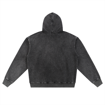 Waran Snow Wash Oversized Zip-Up Hoodie