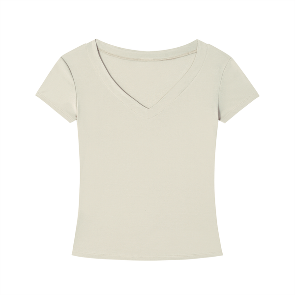 T-shirt ajusté col en V en Tencel