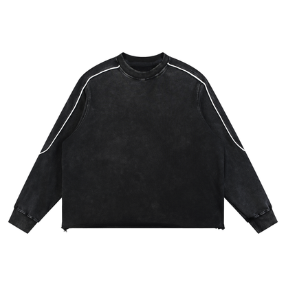 Waran Mineral Wash Piping Raw Hem Sweatshirt