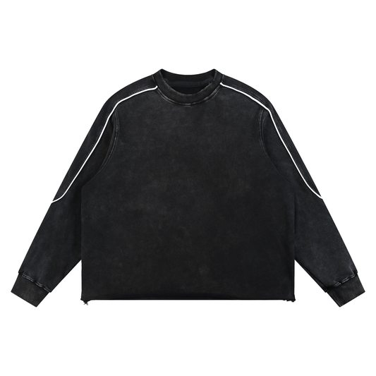 Waran Mineral Wash Piping Raw Hem Sweatshirt 420GSM