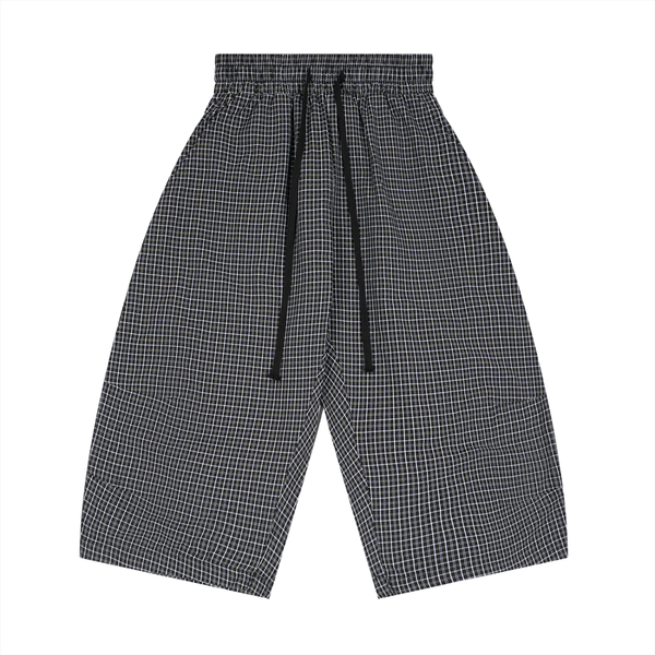 Shorts Capri amples à carreaux unisexe