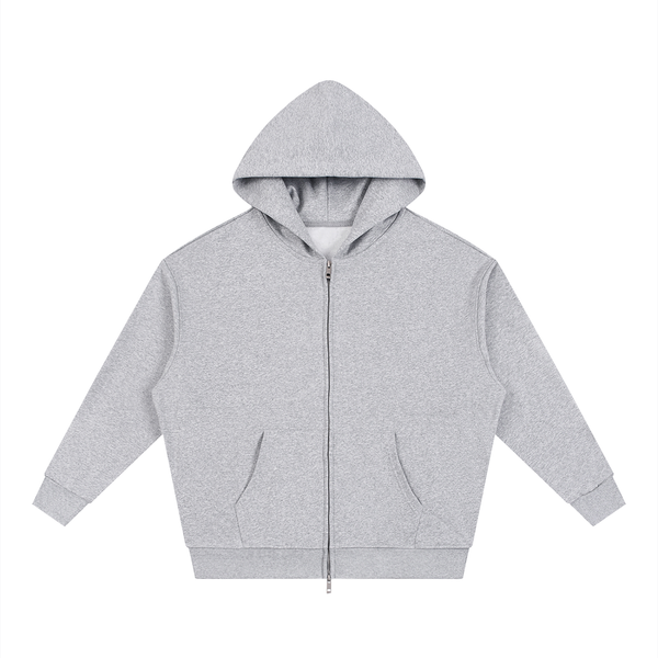 Sweat à capuche ample zippé uni unisexe