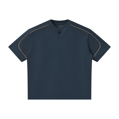 Unisex Oversized Piping Henley T-Shirt