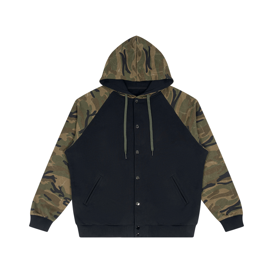 Waran Unisex Camo-Splice Raglan Zip Hoodie