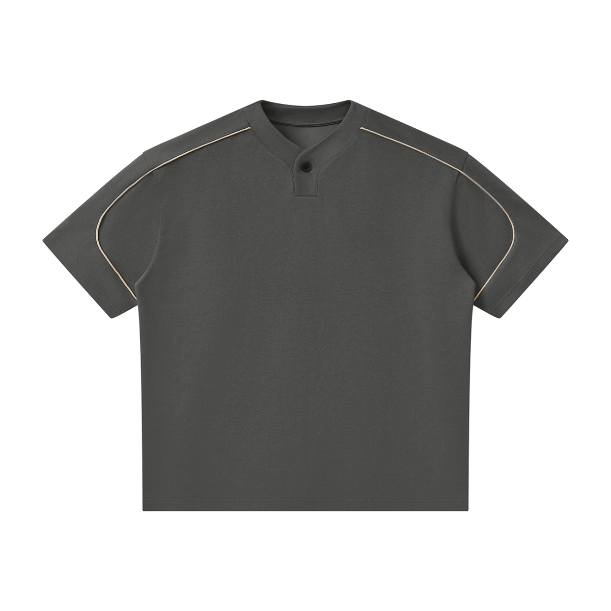 Unisex Oversized Piping Henley T-Shirt