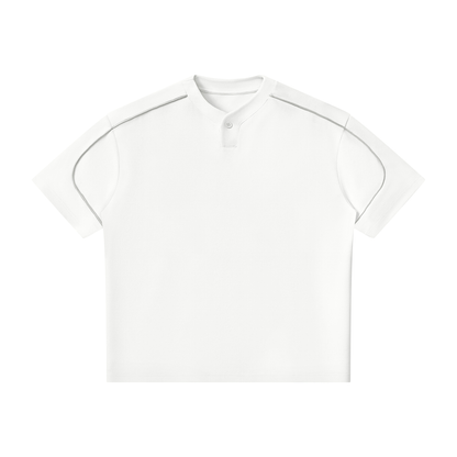 Unisex Oversized Piping Henley T-Shirt