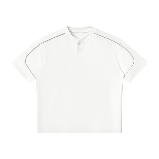 Unisex Oversized Piping Henley T-Shirt