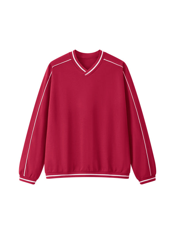 Unisex Color Block V-Neck Sweatshirt