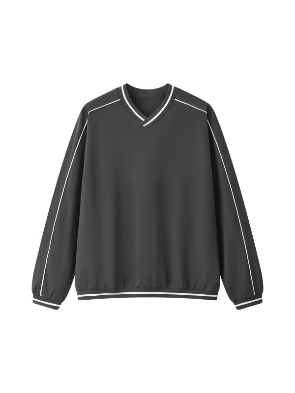 Unisex Color Block V-Neck Sweatshirt