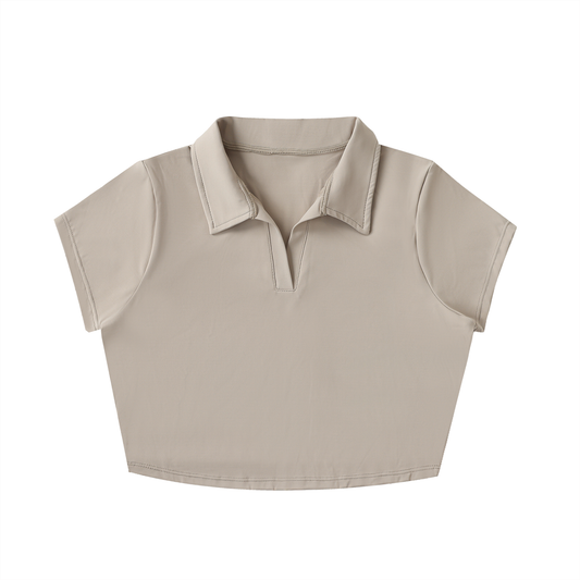 V-Neck Lapel Crop Top