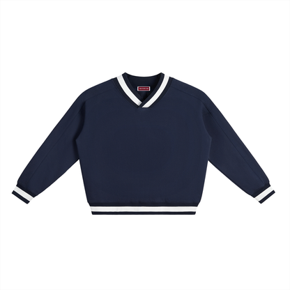 Waran V-Neck Contrast Collar Boxy Sweatshirt