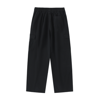 Drawstring Waist Straight-Leg Cargo Pants