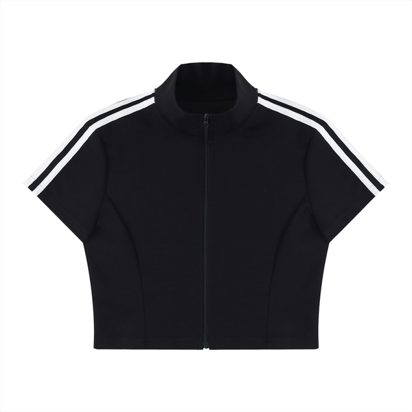 T-shirt court zippé à manches courtes pour femme 220 g/m²