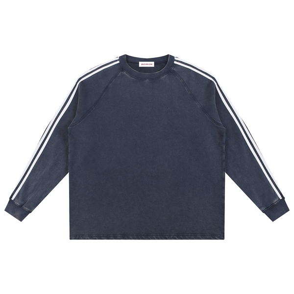 Waran Unisex Snow Washed Contrast Tape Sweatshirt