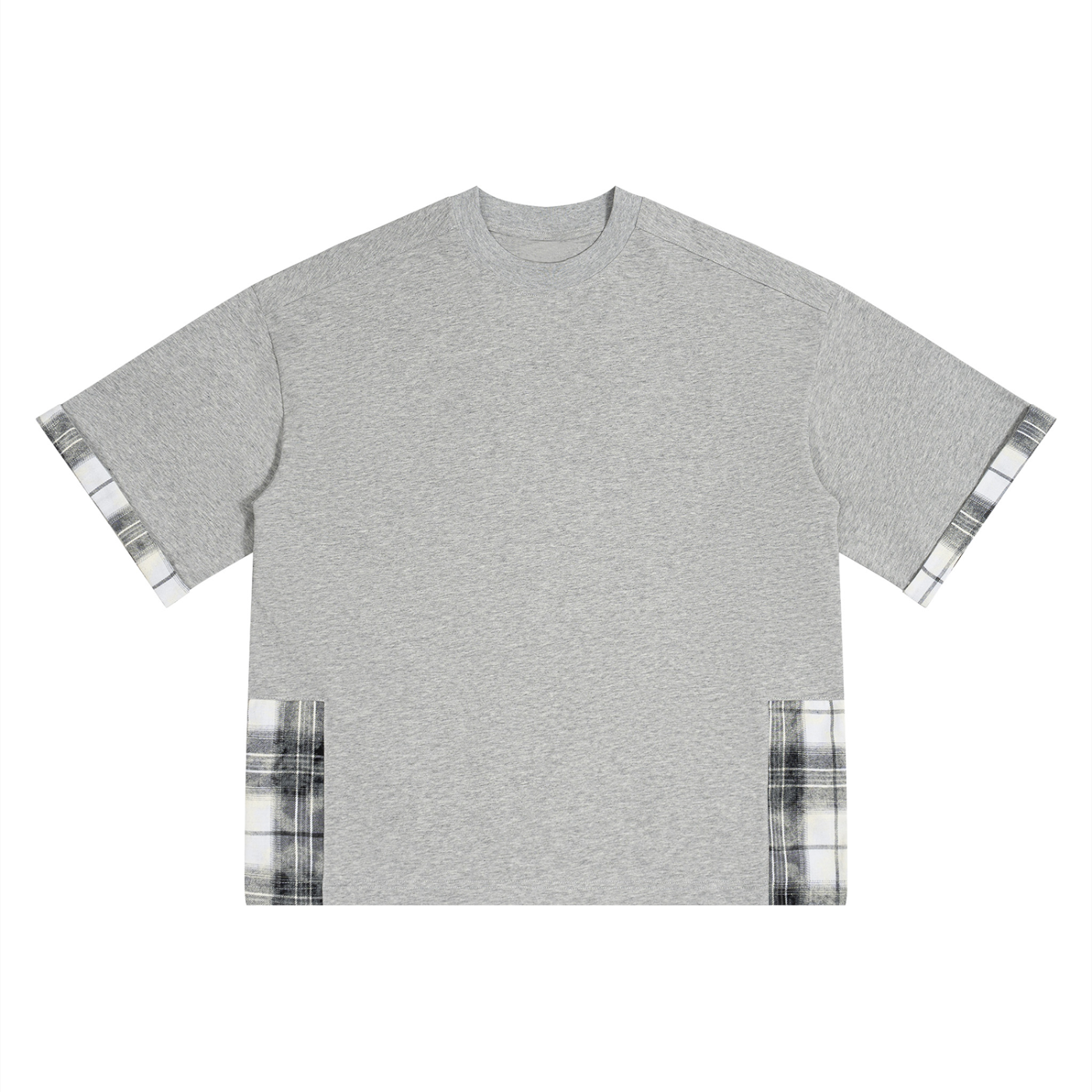 Unisex Plaid Paneled T-Shirt