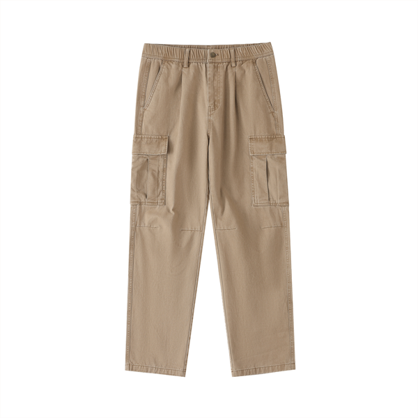 Waran Cotton Elastic-Waist Cargo Pants 300GSM