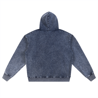 Waran Snow Wash Oversized Zip-Up Hoodie