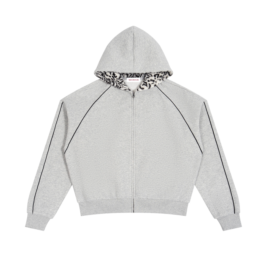 Waran Unisex Boxy Fleece Piping Full Zip Hoodie