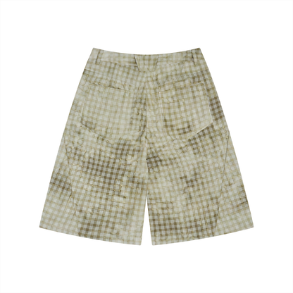 Waran Unisex Vintage Wash Plaid Shorts