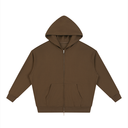 Waran Unisex Loose Solid Full Zip Hoodie