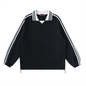Waran Contrast Striped Lapel Collar Sweatshirt