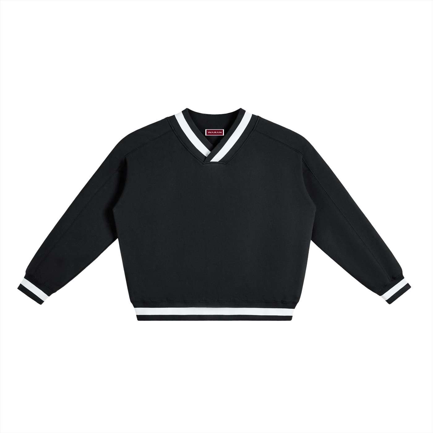 Waran V-Neck Contrast Collar Boxy Sweatshirt