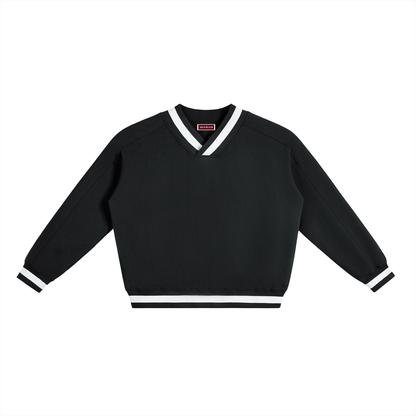 Waran V-Neck Contrast Collar Boxy Sweatshirt