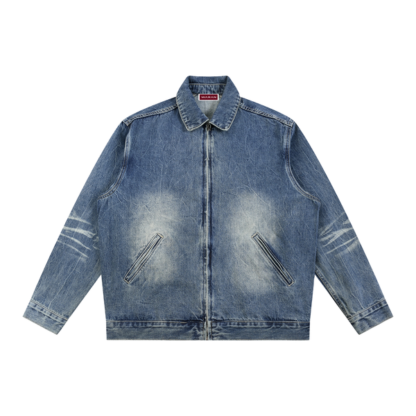 Waran Vintage Wash Zip Up Denim Jacket