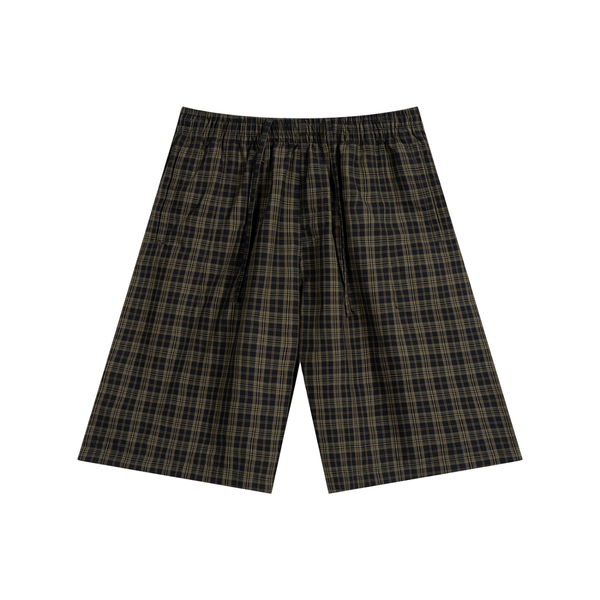 Short unisexe à carreaux coupe large 130 g/m²