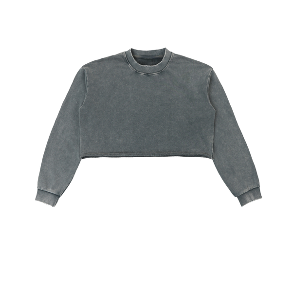 Waran Women’s Snow Washed Raw Edge Cropped Sweatshirt