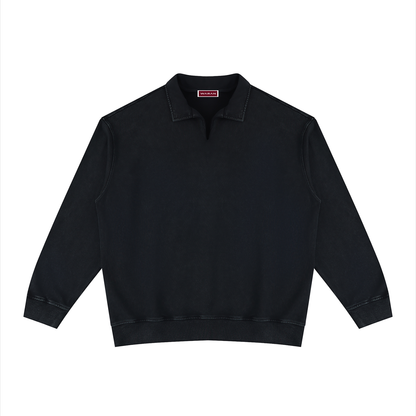 Unisex Vintage Wash Collared Sweatshirt