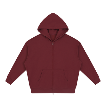 Unisex Loose Solid Full Zip Hoodie