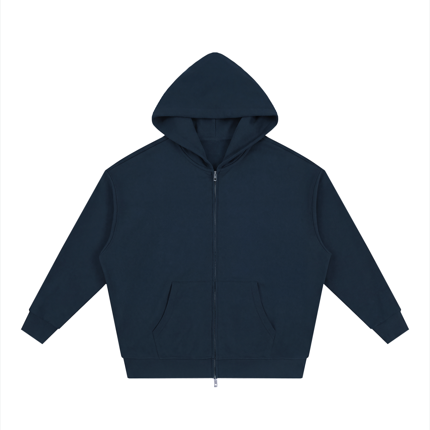 Waran Unisex Loose Solid Full Zip Hoodie