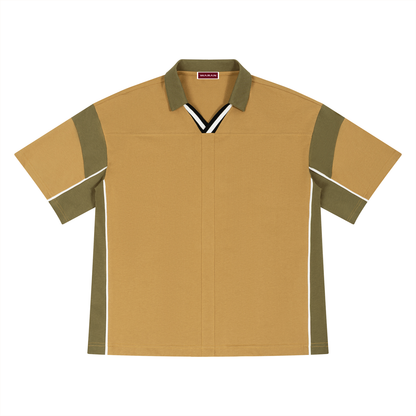 Unisex Boxy Color Block Polo Shirt