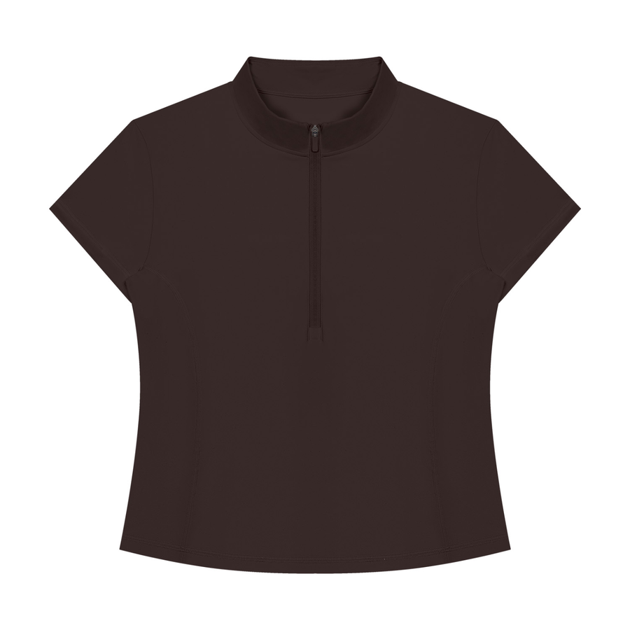 Waran Women’s Yoga Quarter-Zip Mock Neck T-Shirt