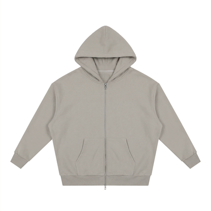 Unisex Loose Solid Full Zip Hoodie