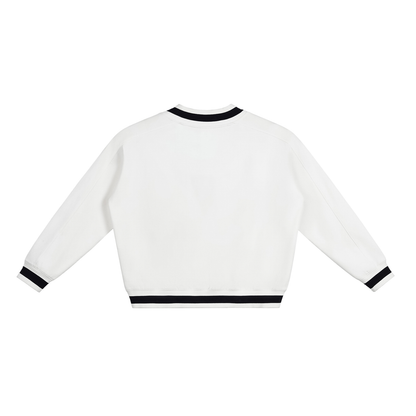 Waran V-Neck Contrast Collar Boxy Sweatshirt