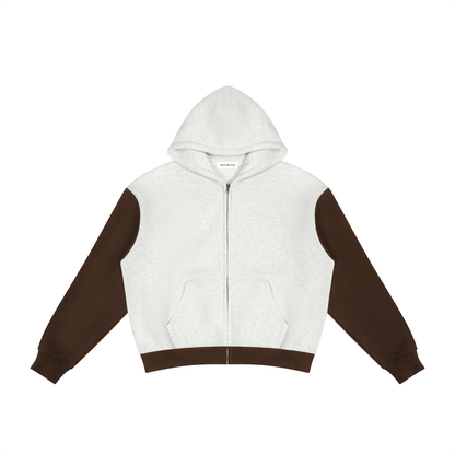 Unisex Color Block Fleece Full Zip Hoodie