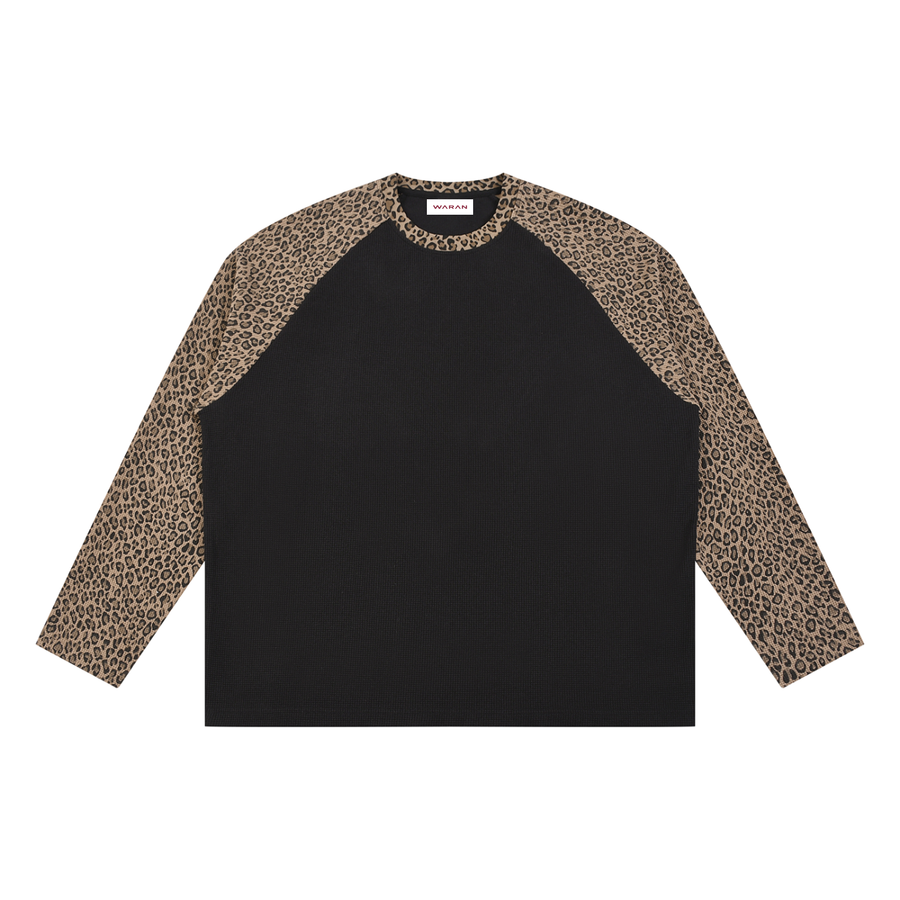 Waran Unisex Leopard Panel Waffle T-Shirt
