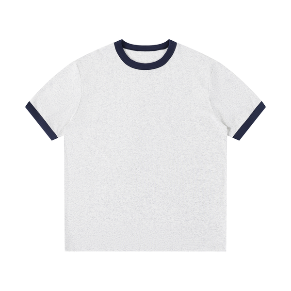 T-shirt col rond côtelé contrastant