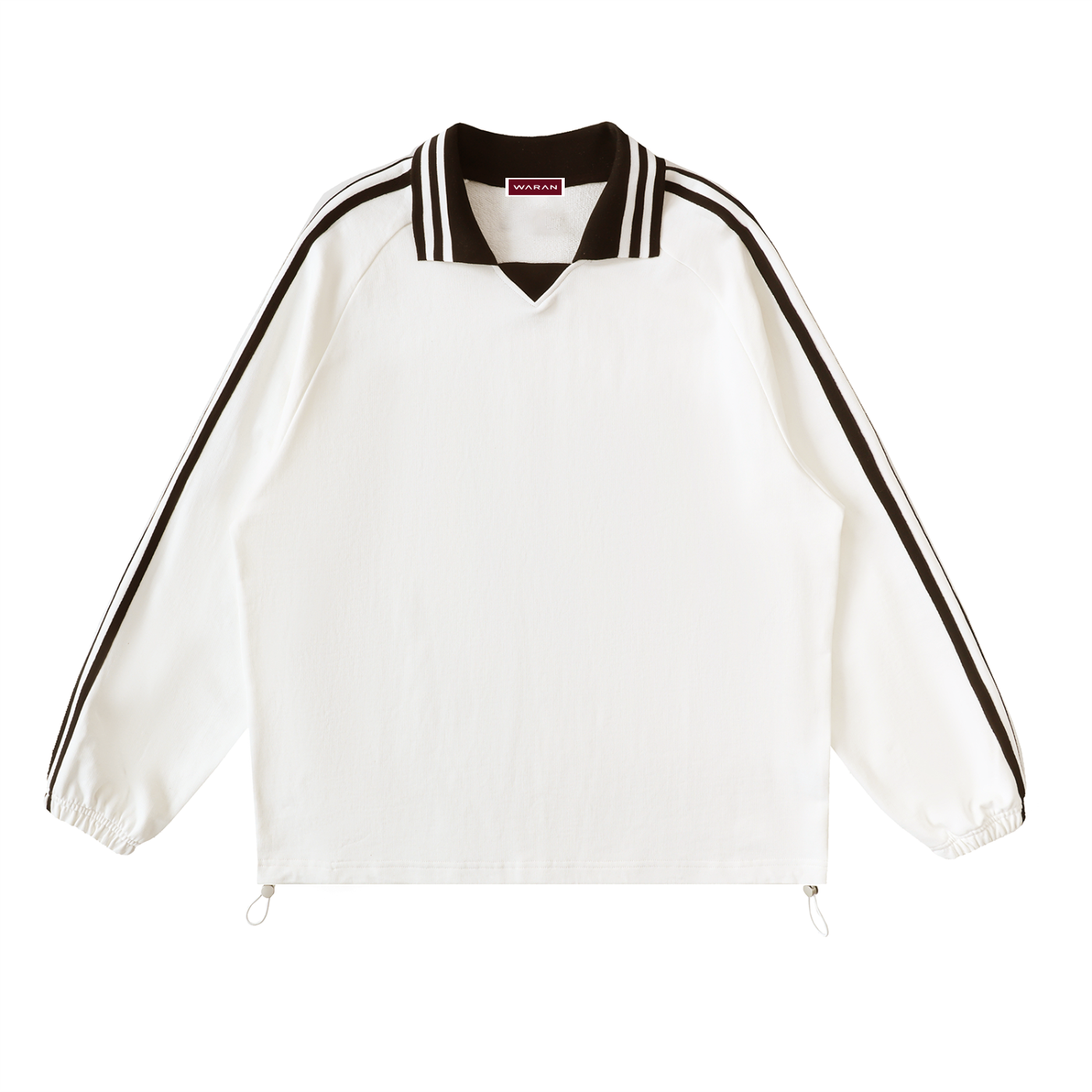 Waran Contrast Striped Lapel Collar Sweatshirt