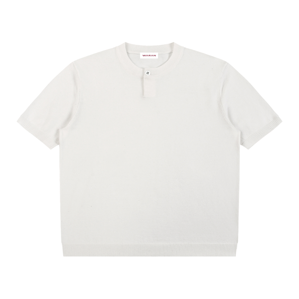 Waran Cotton Knit Short Sleeve Henley T-Shirt