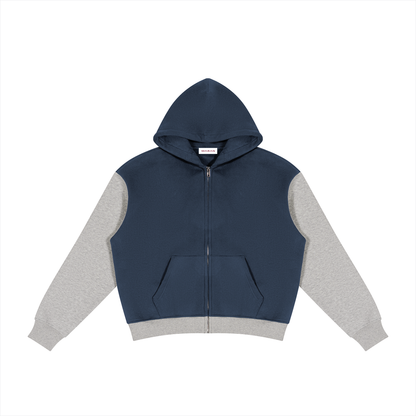 Unisex Color Block Fleece Full Zip Hoodie