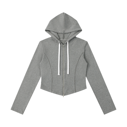 Women's Slim Cropped Full Zip Hoodie