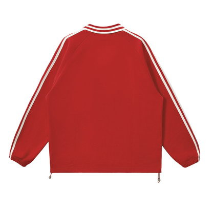 Waran Contrast Striped Lapel Collar Sweatshirt