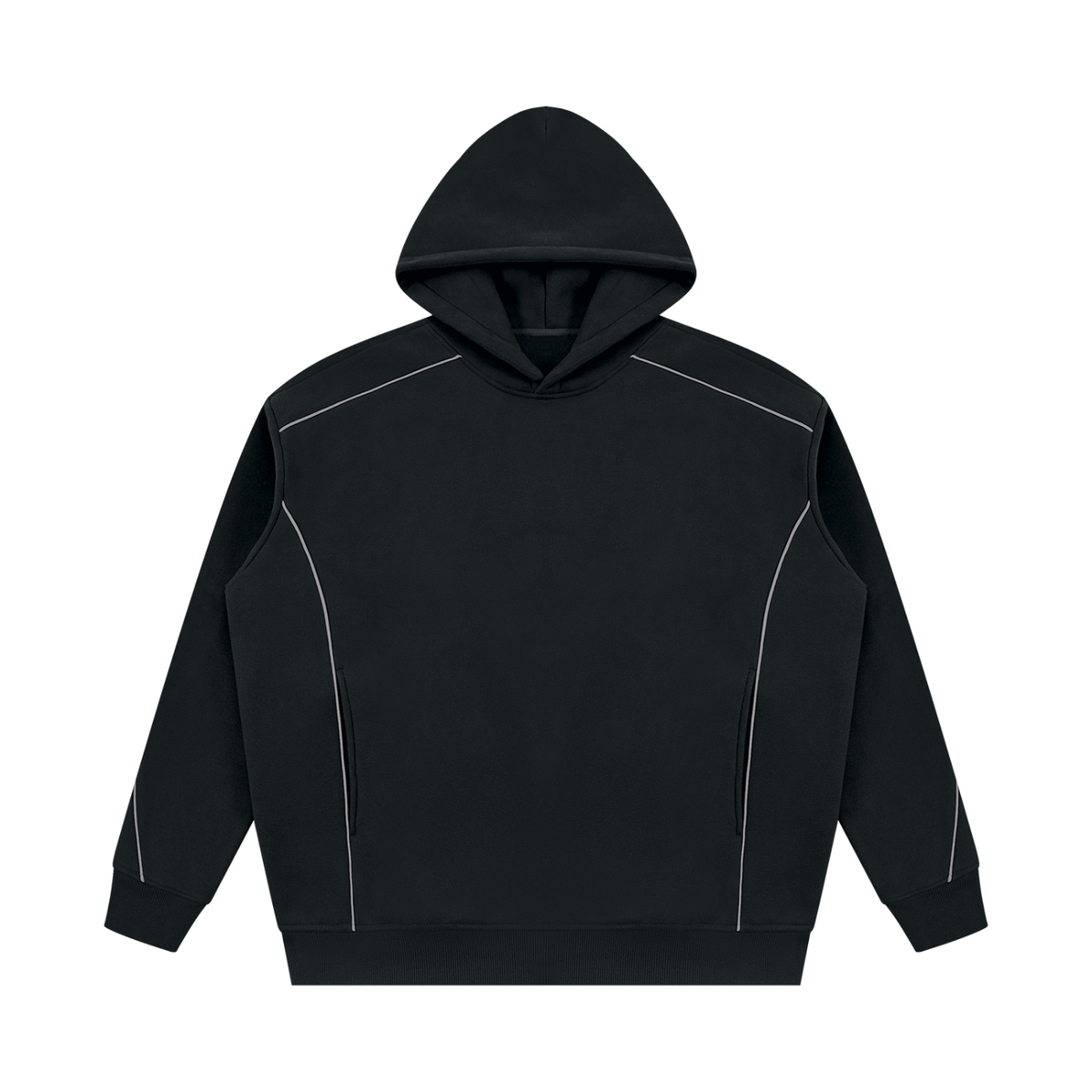 Unisex Oversized Piping Fleece Hoodie