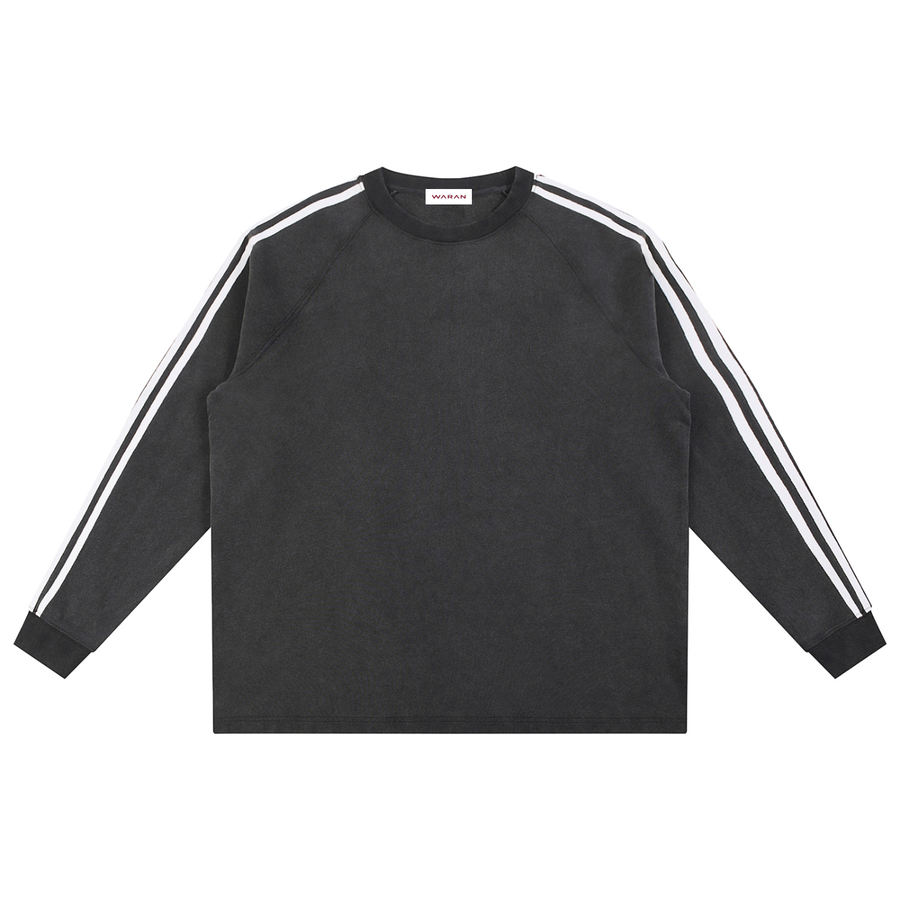 Waran Unisex Snow Washed Contrast Tape Sweatshirt