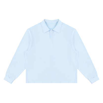 Unisex Loose Long Sleeve Polo Shirt
